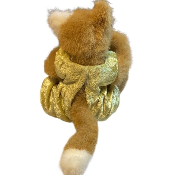Vintage TY Collectible Stuffed Cat velvet Dress Pouncer Brown and Green - Picture 2 of 9